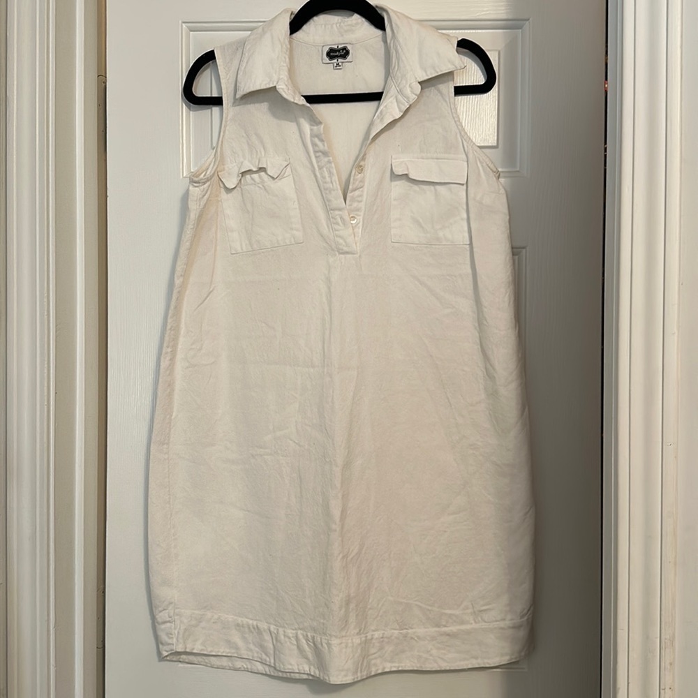 Mud pie 100% cotton white sleeveless popover dress 8 / 10